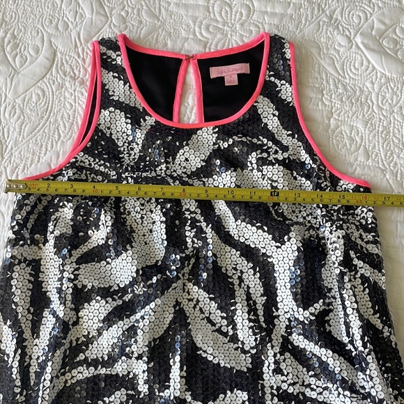 Lilly Pulitzer Courtin Sneak A Peek Black White Sequin Shift Dress 6 $268 - Picture 7 of 9